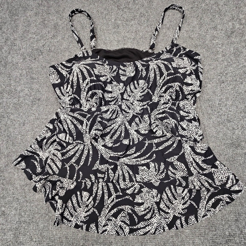 Island Escape Womens Tankini Top Underwire‎ Waist Minimizer Tropical Black 20W